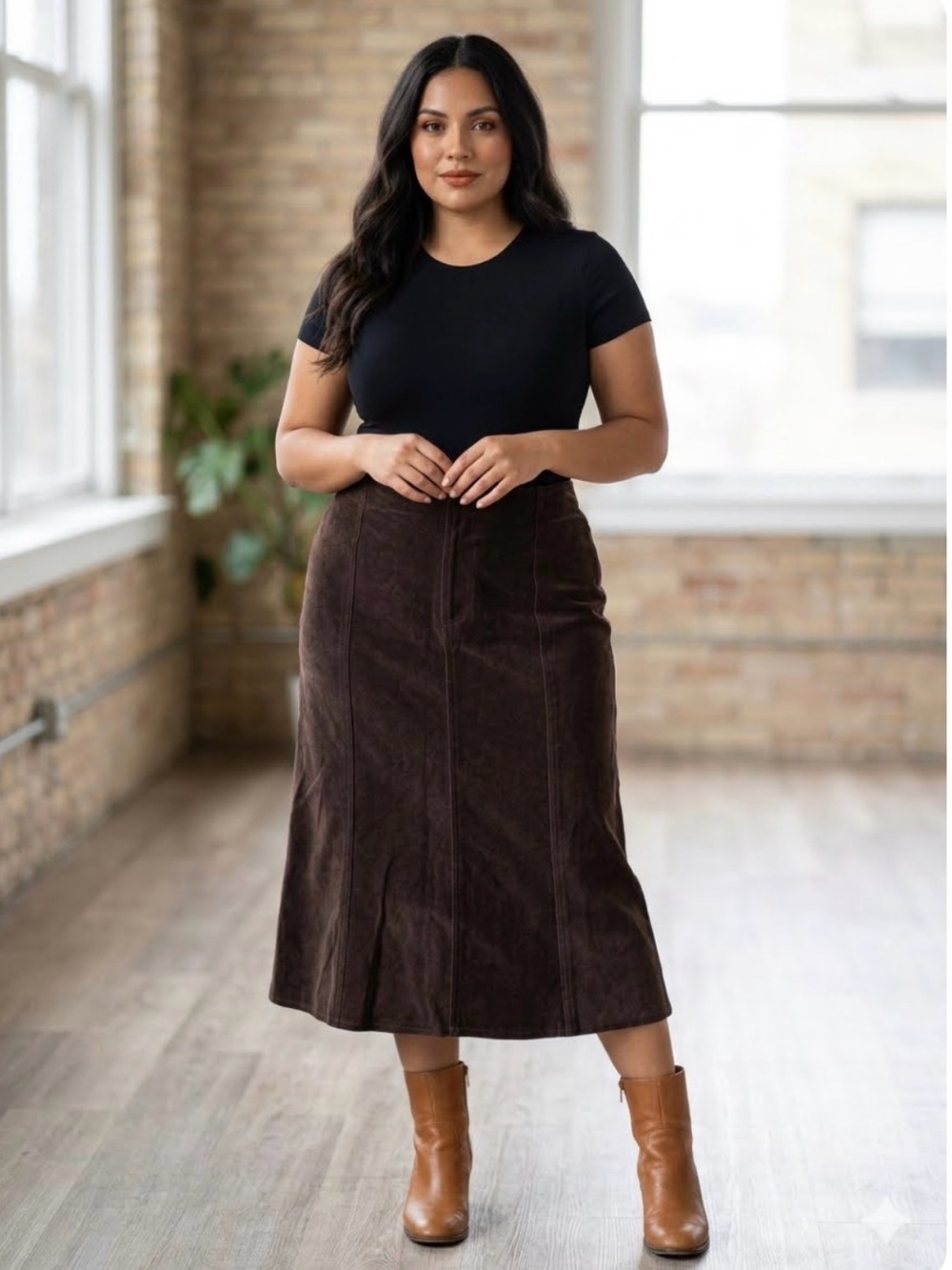 The Limited Dark Brown A-Line Panel Skirt sz 12